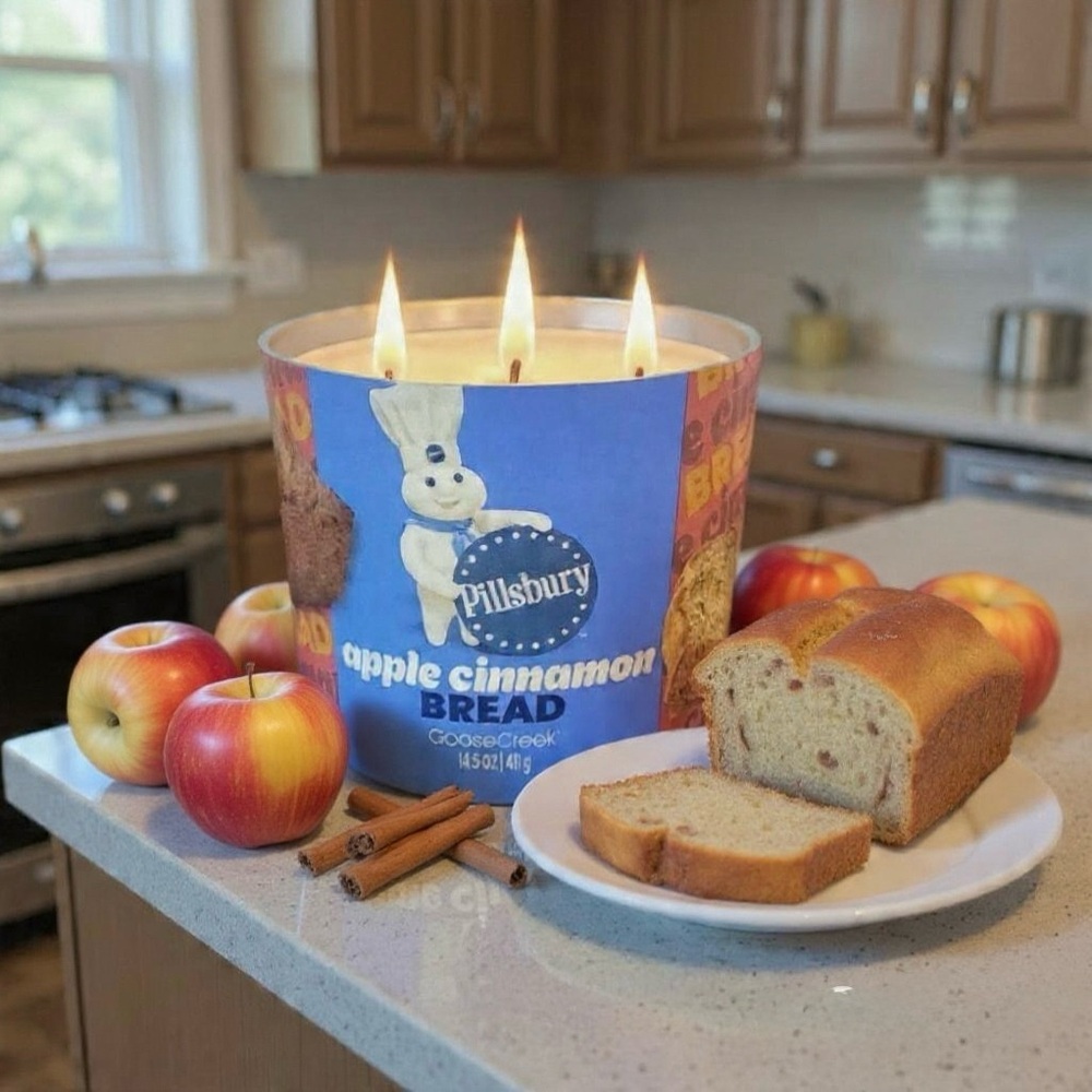 Goose Creek -Pillsbury -Apple Cinnamon Bread three wick Candle 14.5 OZ
